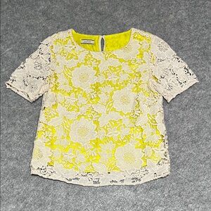 By Malene Birger Cream and Yellow Lace Top